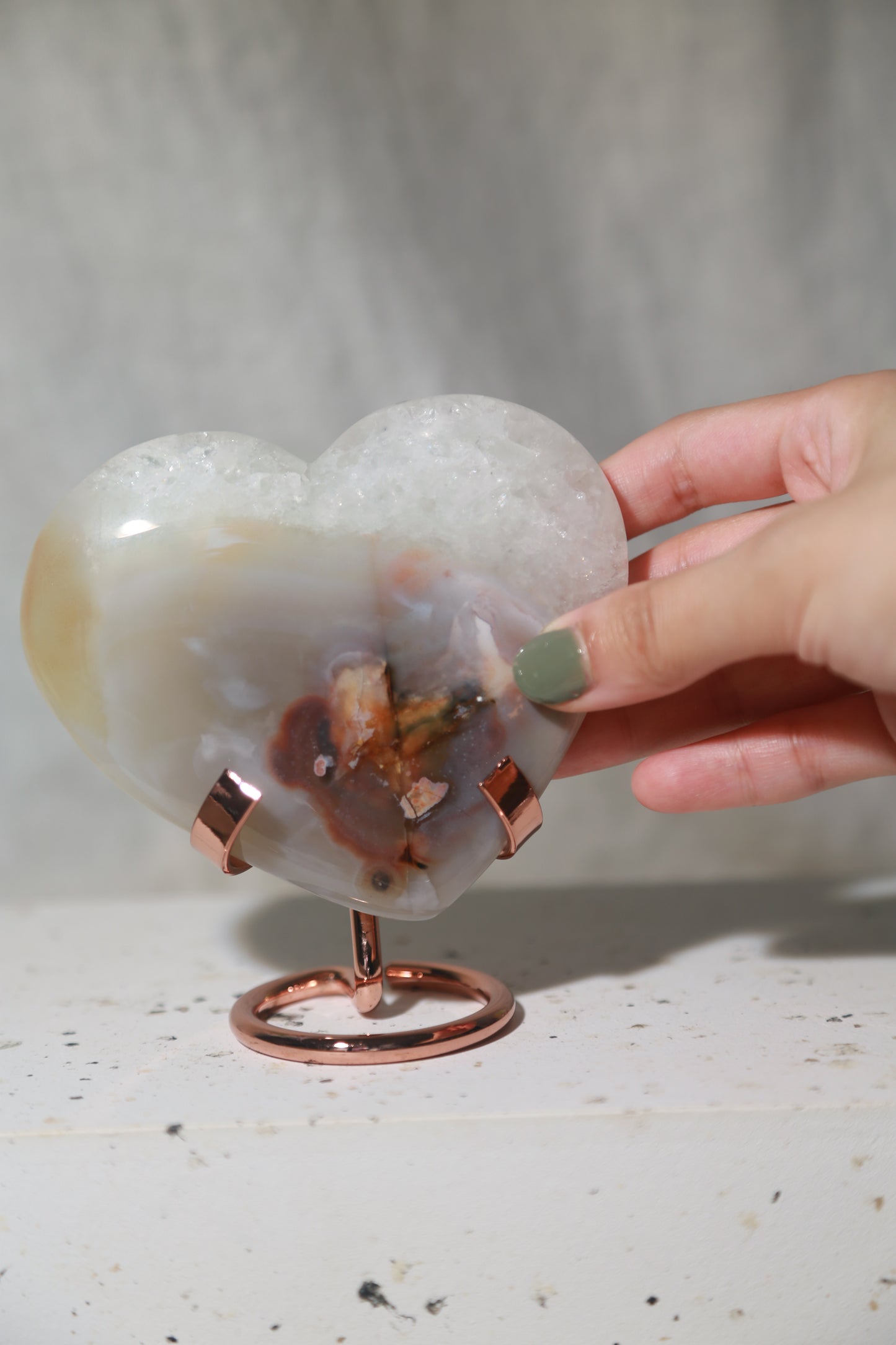 Snowy Sugar Druzy Rainbow Amethyst Heart