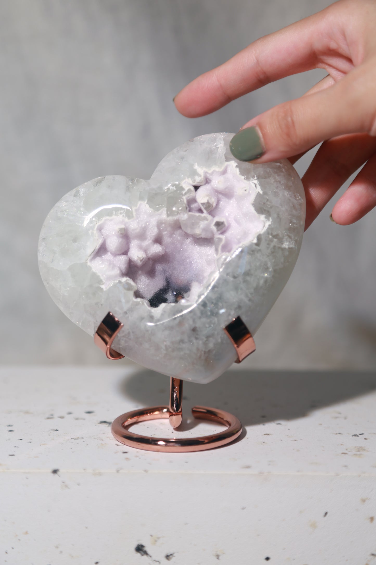 Snowy Sugar Druzy Rainbow Amethyst Heart