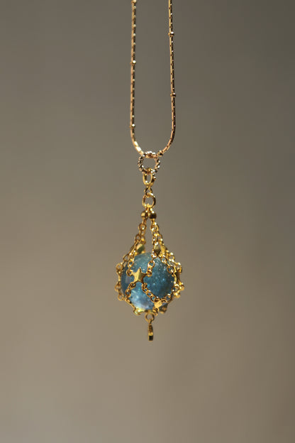 Gemstone Sphere in Star Catcher Mesh Necklace