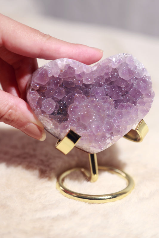 Purple Sugar Amethyst Rosette Heart