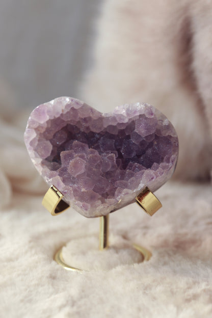 Purple Sugar Amethyst Rosette Heart