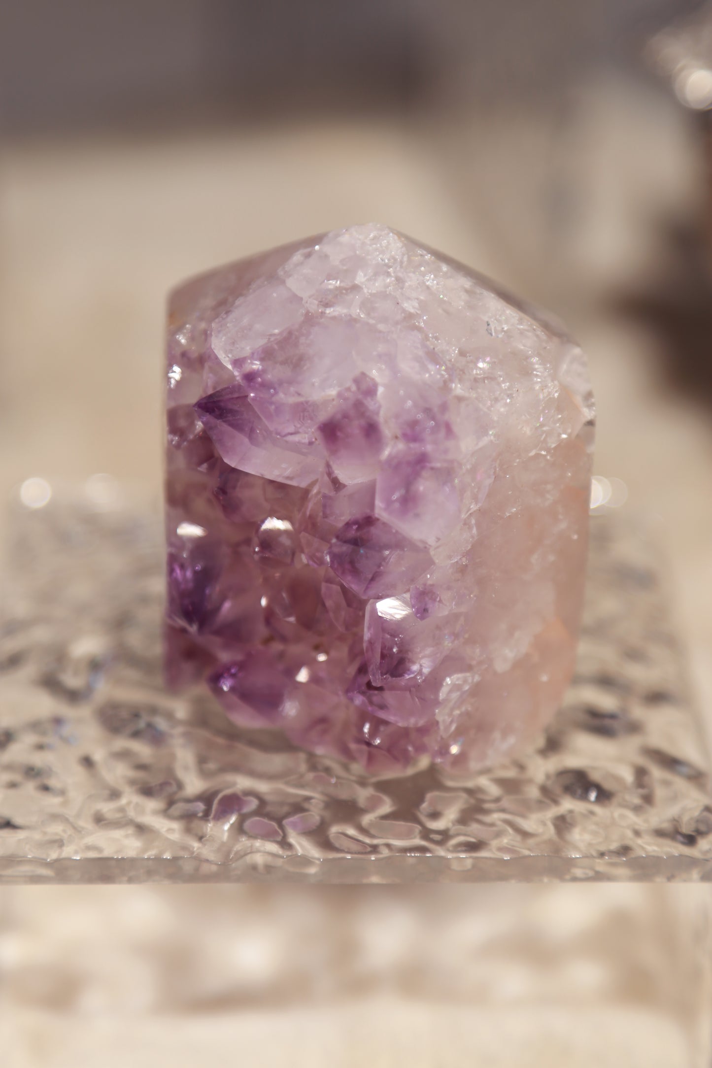 Jelly Pink Druzy Rainbow Amethyst Tower