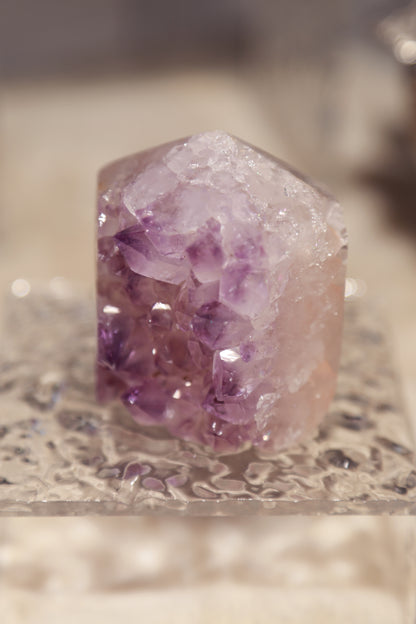 Jelly Pink Druzy Rainbow Amethyst Tower