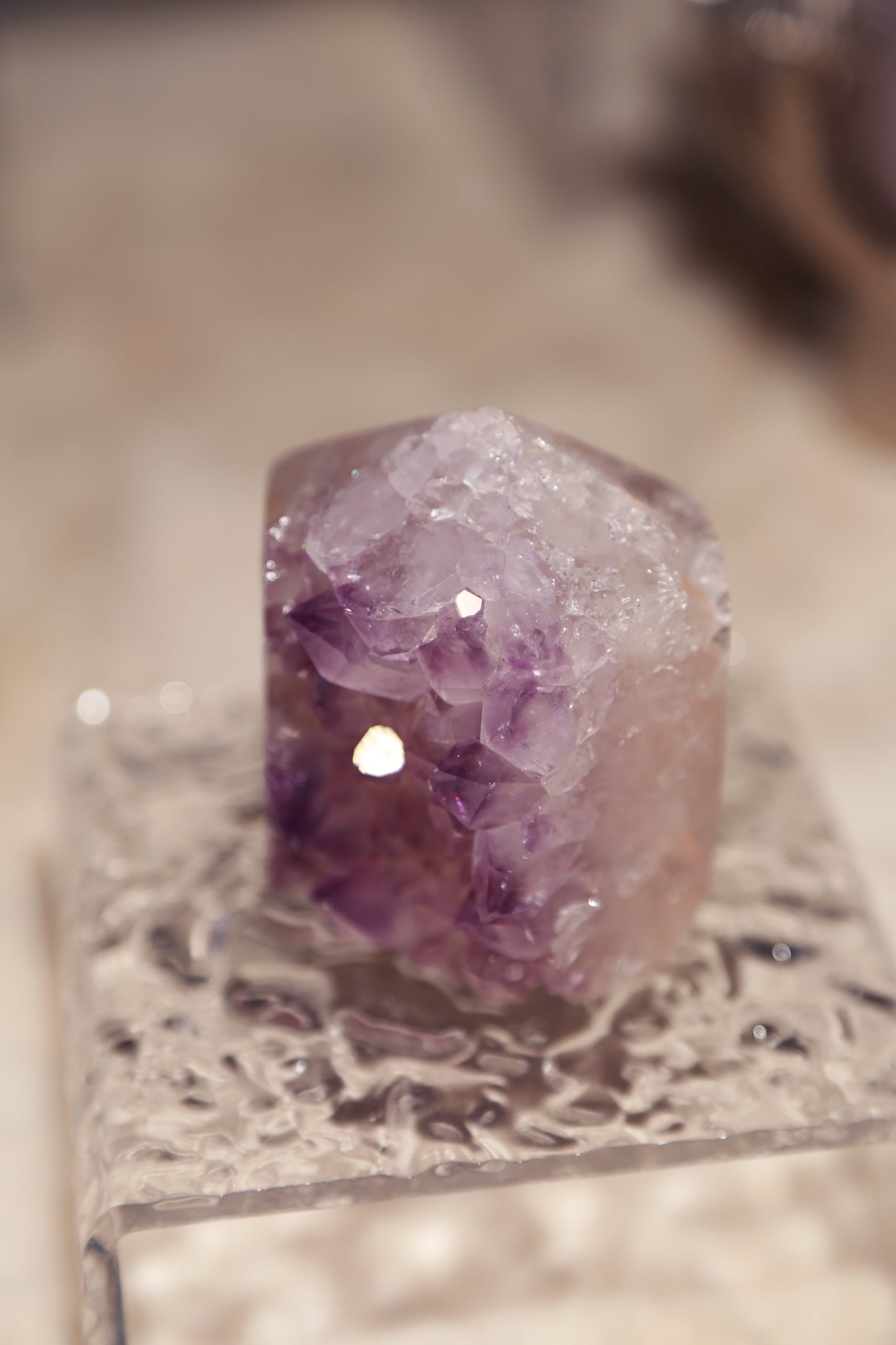 Jelly Pink Druzy Rainbow Amethyst Tower