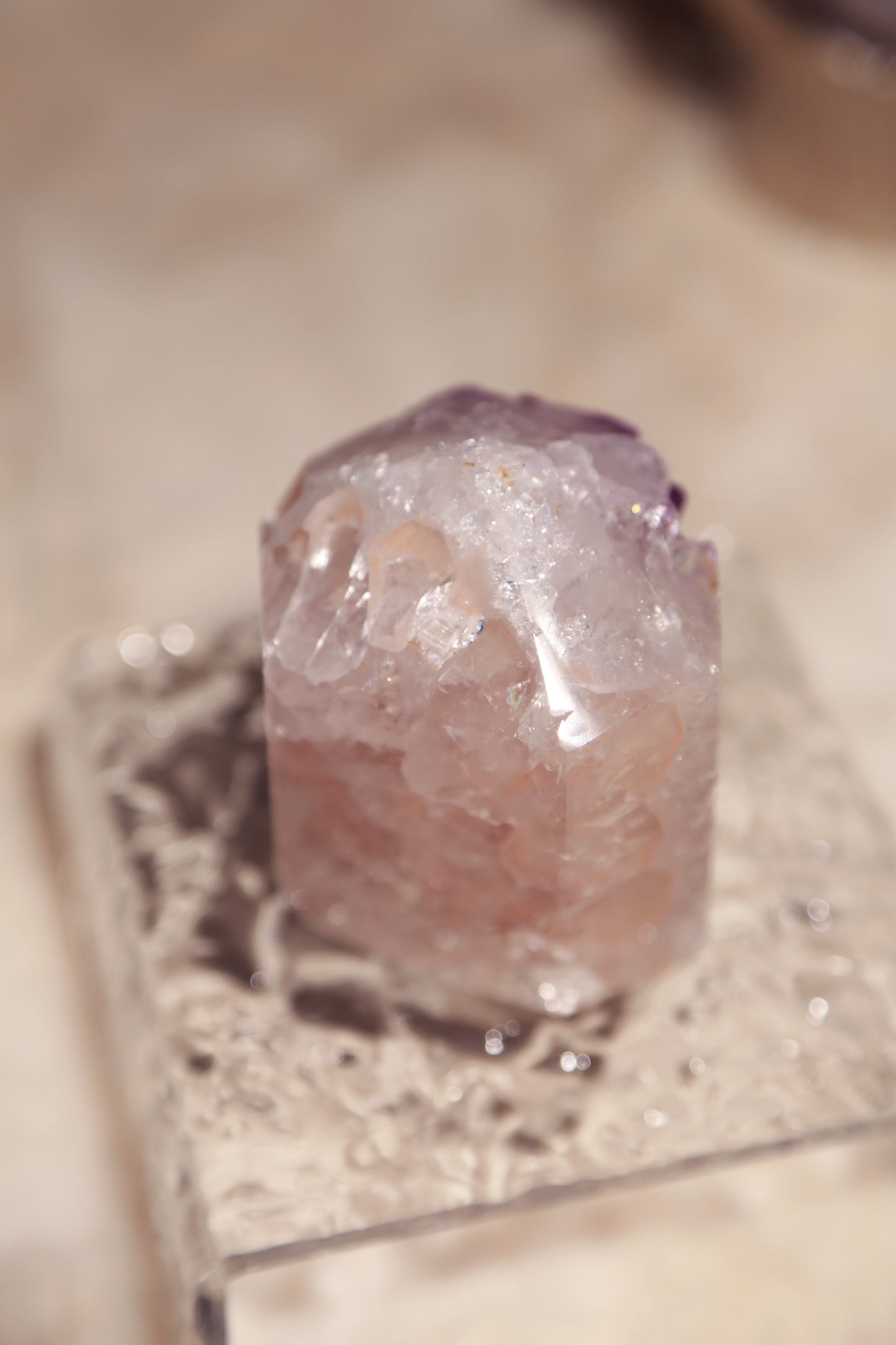 Jelly Pink Druzy Rainbow Amethyst Tower