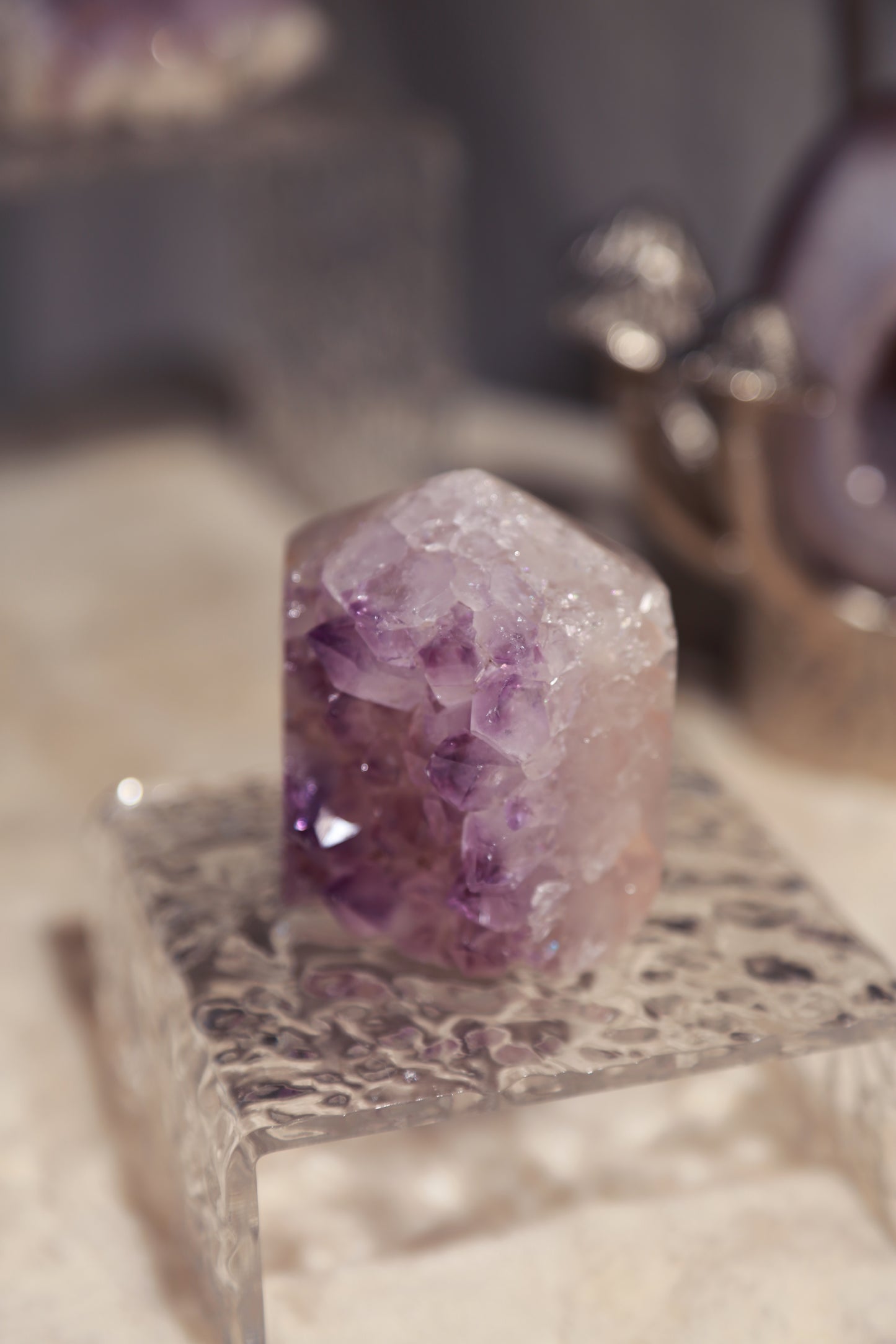 Jelly Pink Druzy Rainbow Amethyst Tower