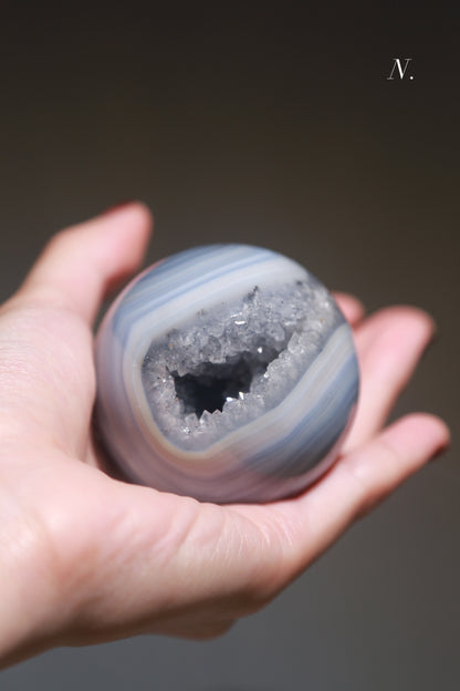 Banded Druzy Agate Geode Sphere