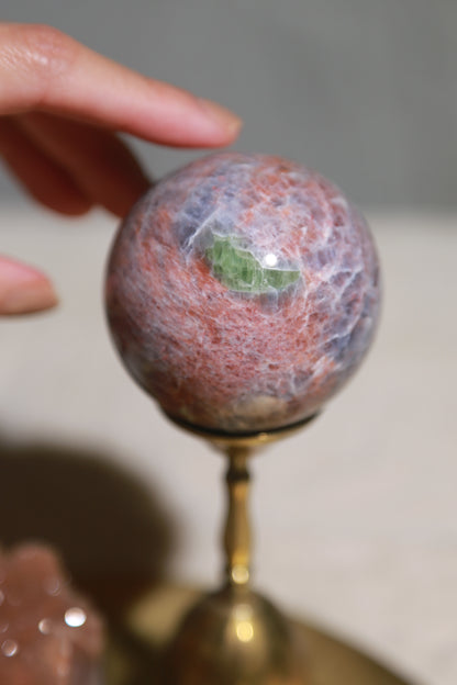 High Quality Iolite Sunstone Sphere with Green Tourmaline