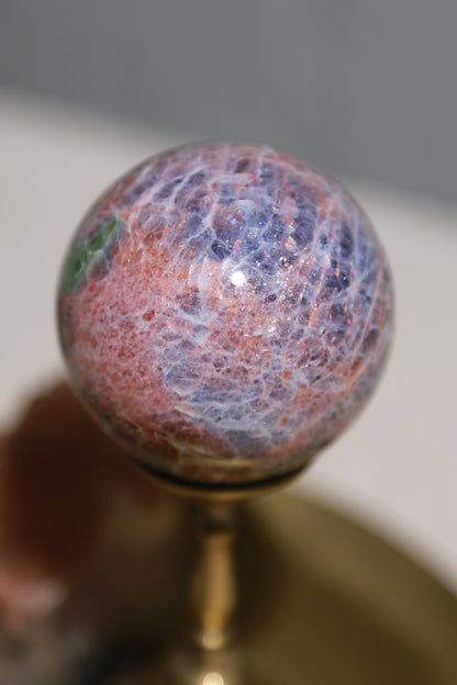 High Quality Iolite Sunstone Sphere with Green Tourmaline