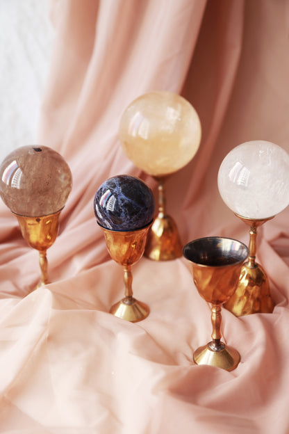 Vintage Brass Goblet / Sphere Stand