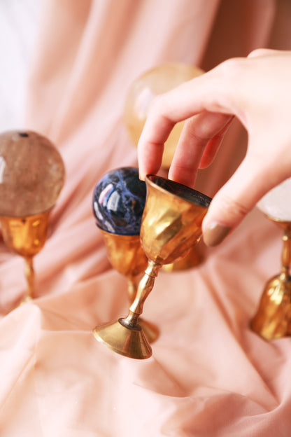 Vintage Brass Goblet / Sphere Stand