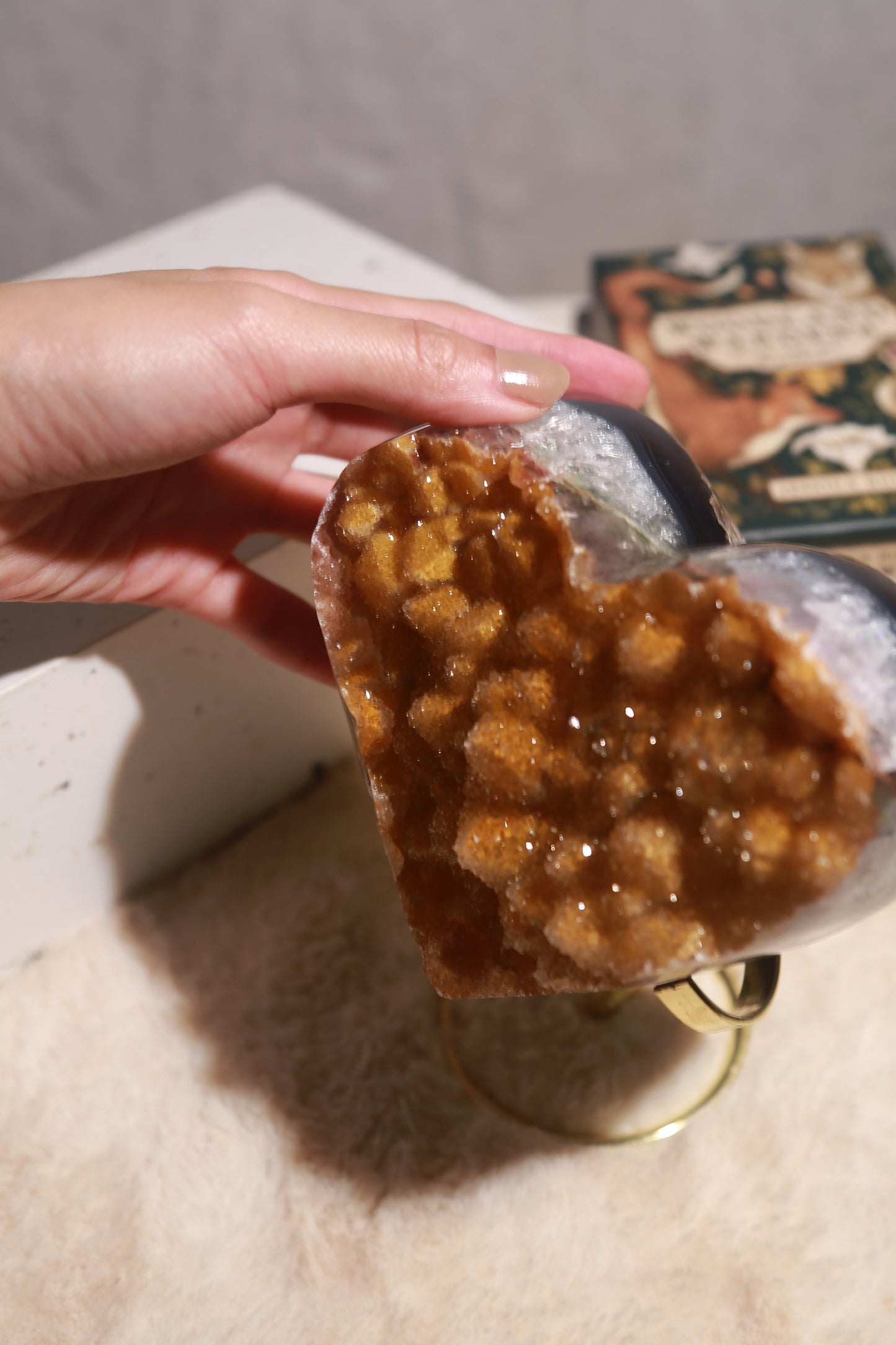 Yellow Golden Druzy Sugar Amethyst Heart