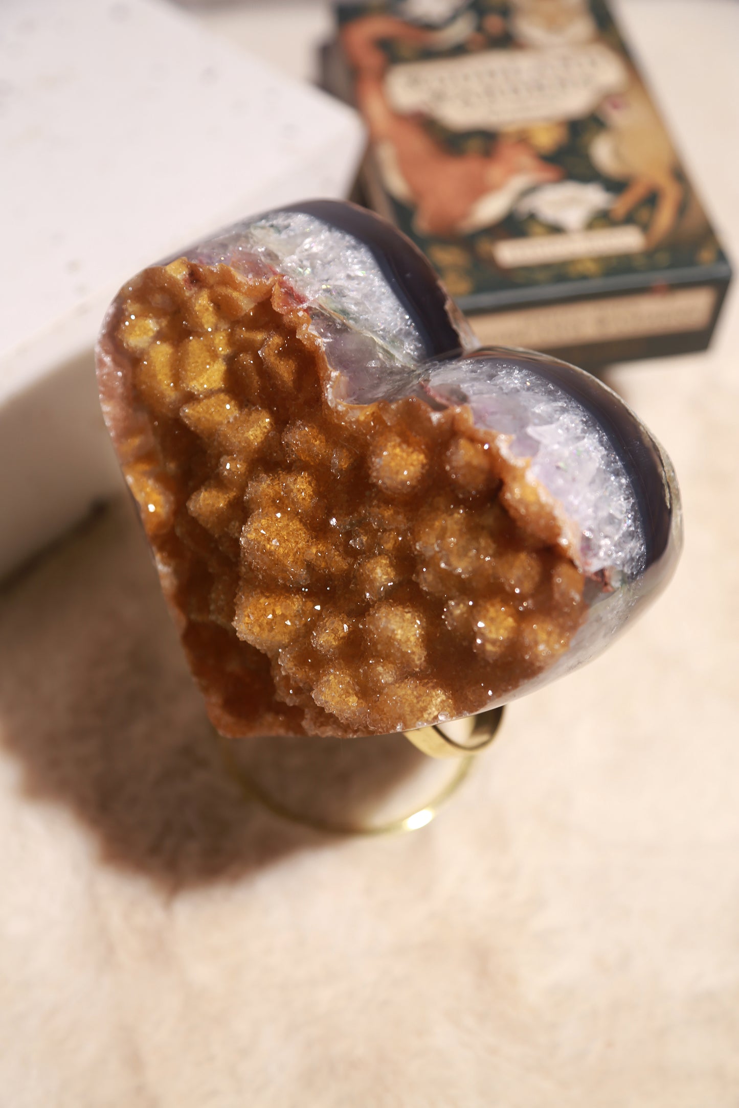 Yellow Golden Druzy Sugar Amethyst Heart