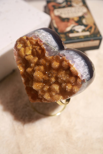 Yellow Golden Druzy Sugar Amethyst Heart