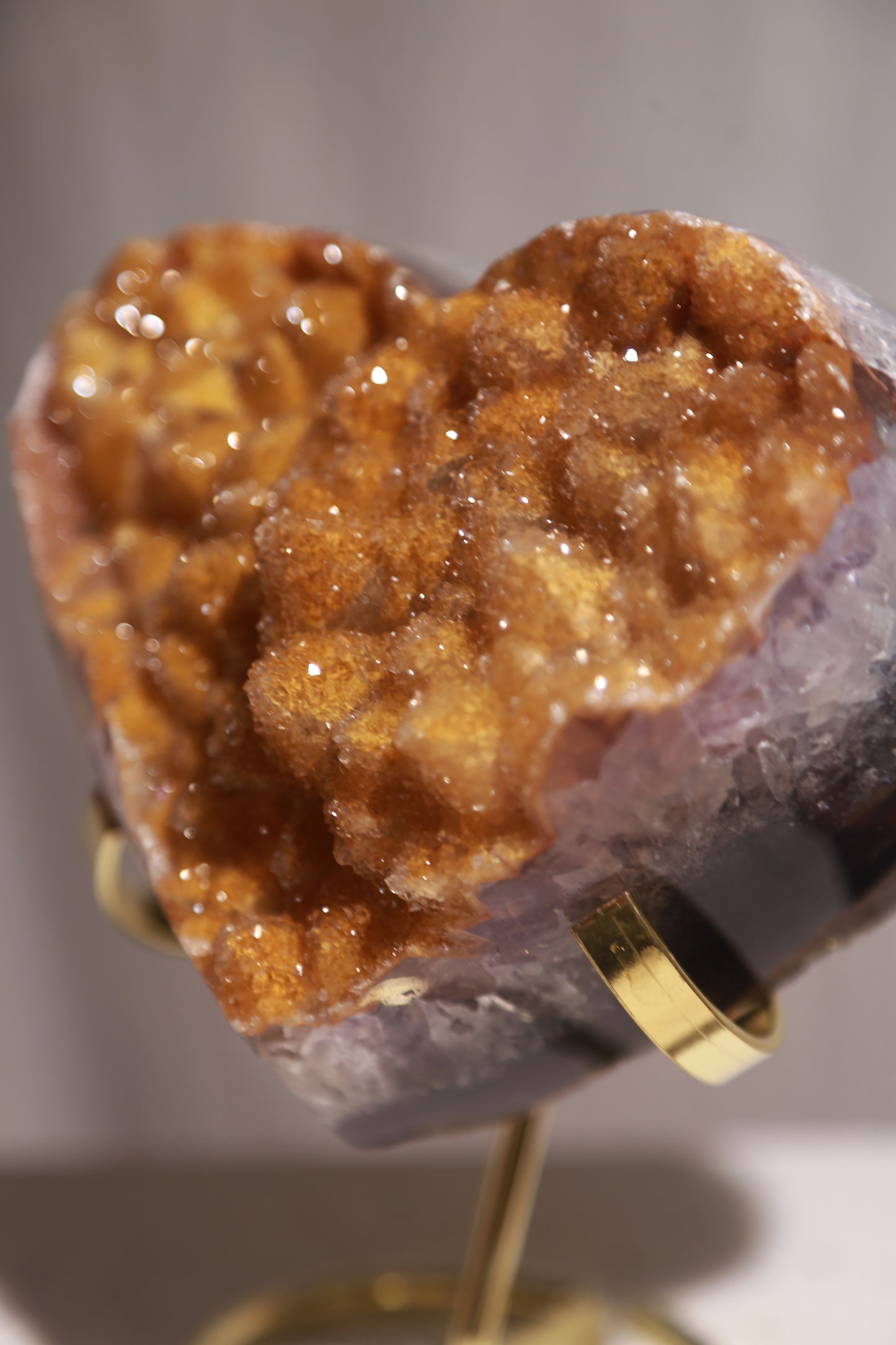 Yellow Golden Druzy Sugar Amethyst Heart
