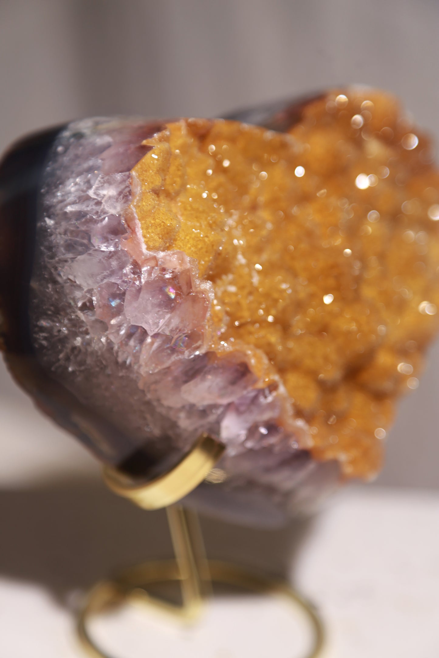 Yellow Golden Druzy Sugar Amethyst Heart