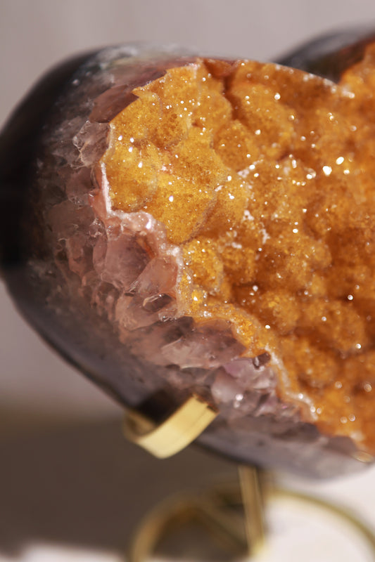 Yellow Golden Druzy Sugar Amethyst Heart