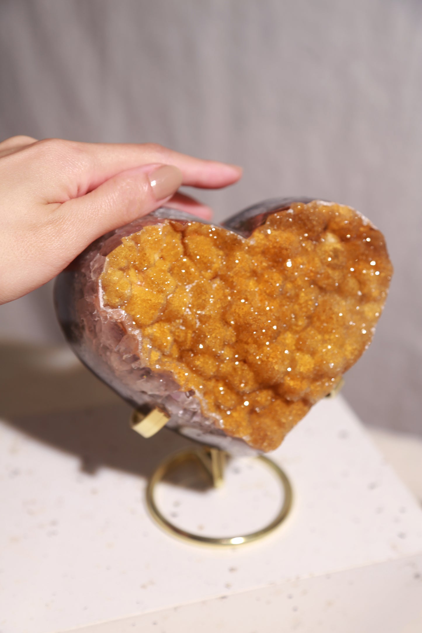 Yellow Golden Druzy Sugar Amethyst Heart