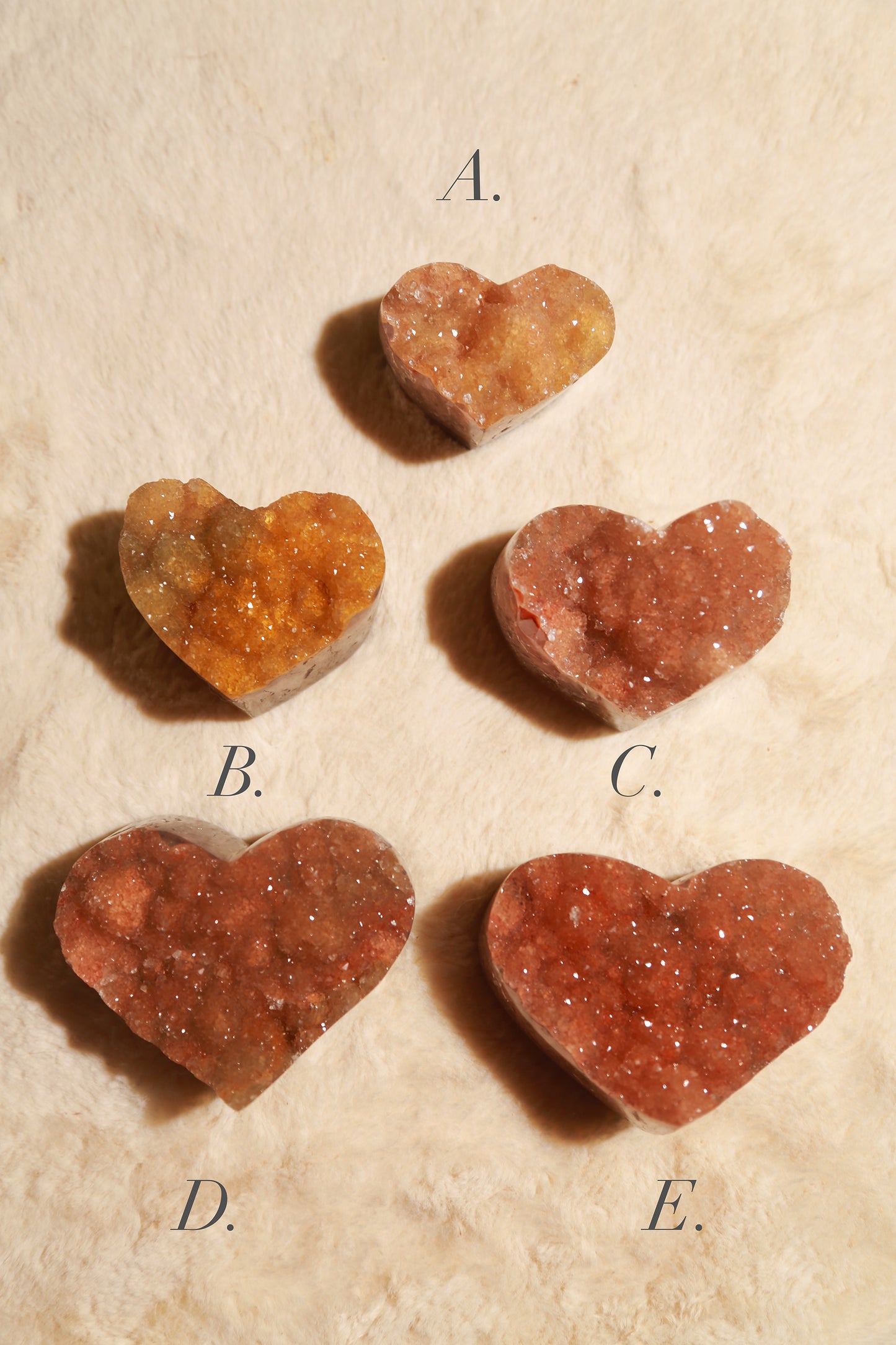 Yellow / Grapefruit Druzy Amethyst Heart