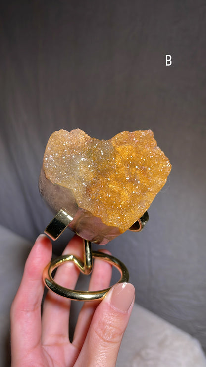 Yellow / Grapefruit Druzy Amethyst Heart