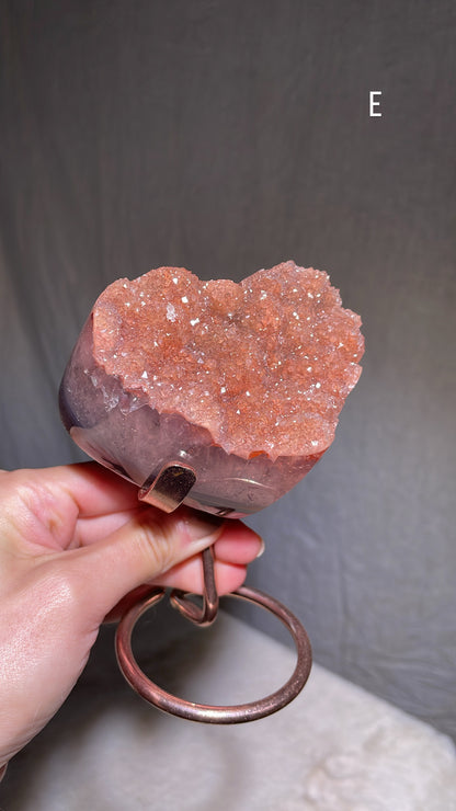 Yellow / Grapefruit Druzy Amethyst Heart